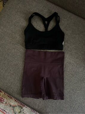 Women's athletic shorts (LULULEMON) and sports bra set (FREE PEOPLE)